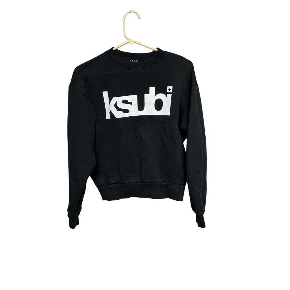 KSUBI STRANGE DAZE Black Cotton Fleece Crewneck Sweatshirt